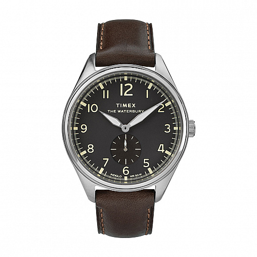 Waterbury Traditional Sub Second 42mm Leather Strap - Brown